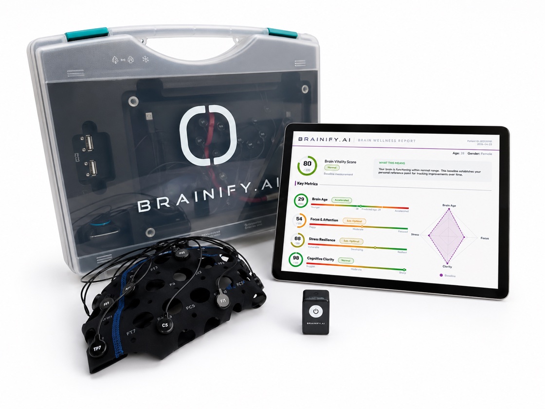 Brainify.AI Longevity OS brain assessment kit and client report